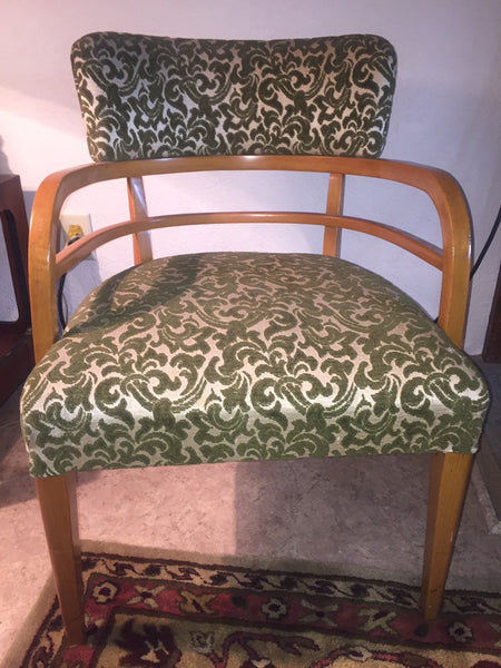 Mid Century Modern Heywood Wakefield Maple Lounge Chair 1930's in the style of Gilbert Rohde for Heywood Wakefield