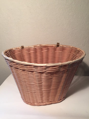 Vintage Plastic Wicker rattan bicycle storage basket