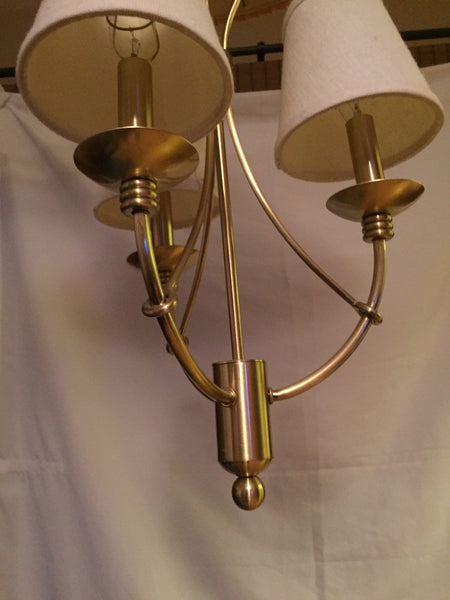Mid Century Modern 3 arm Brushed Brass Chandelier Pendant Light fixture