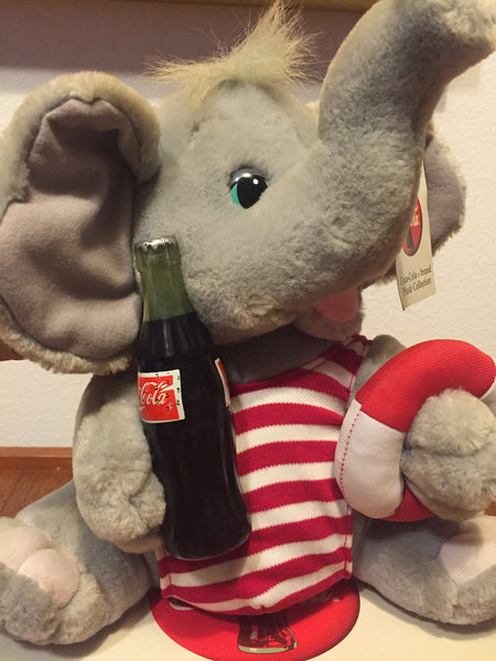 Vintage 1970's Stuffed Animal Elephant with Coca Cola