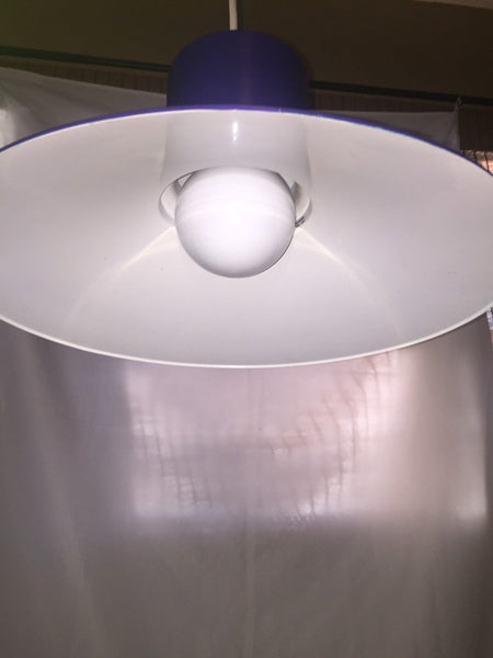 Mid Century Modern Danish Modern Bright Blue Lightolier Hanging Ceiling Light Fixture Pendant Lamp (2 available)