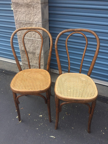 Set of 4 Vintage Cane Josef Hoffman/Thonet Style Bentwood Chairs