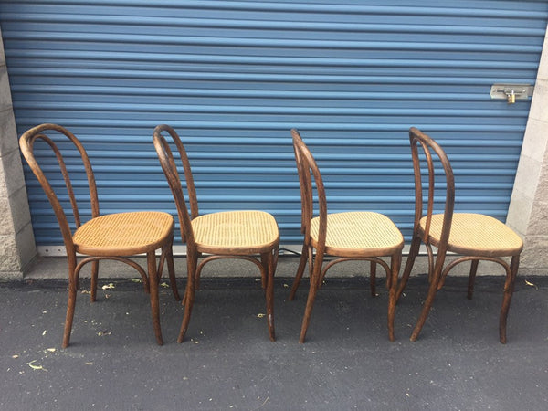 Set of 4 Vintage Cane Josef Hoffman/Thonet Style Bentwood Chairs