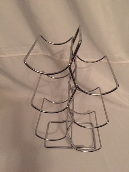 Vintage 1970's Chrome Wire Wine Rack- holds 6 bottles