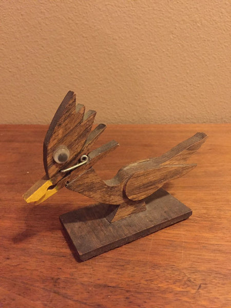 Vintage Clothespin Bird Mail Holder, Vintage Letter Holder, Office Supplies, Desk Decor, Paper Organizer, Paper Holder, Retro Office