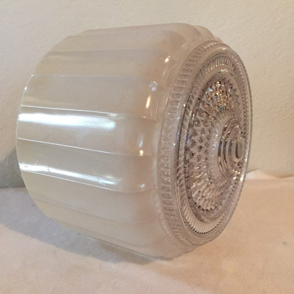 Large Frosted Glass Art Deco 8-1/2” Diameter Ceiling Fixture Glass Shade 4” Fitter - Retro Art Deco - Replacement Milk Glass shade
