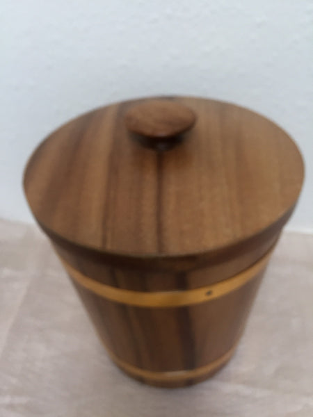 Mid Century Modern 1970's Teak Ice Bucket with brass handle