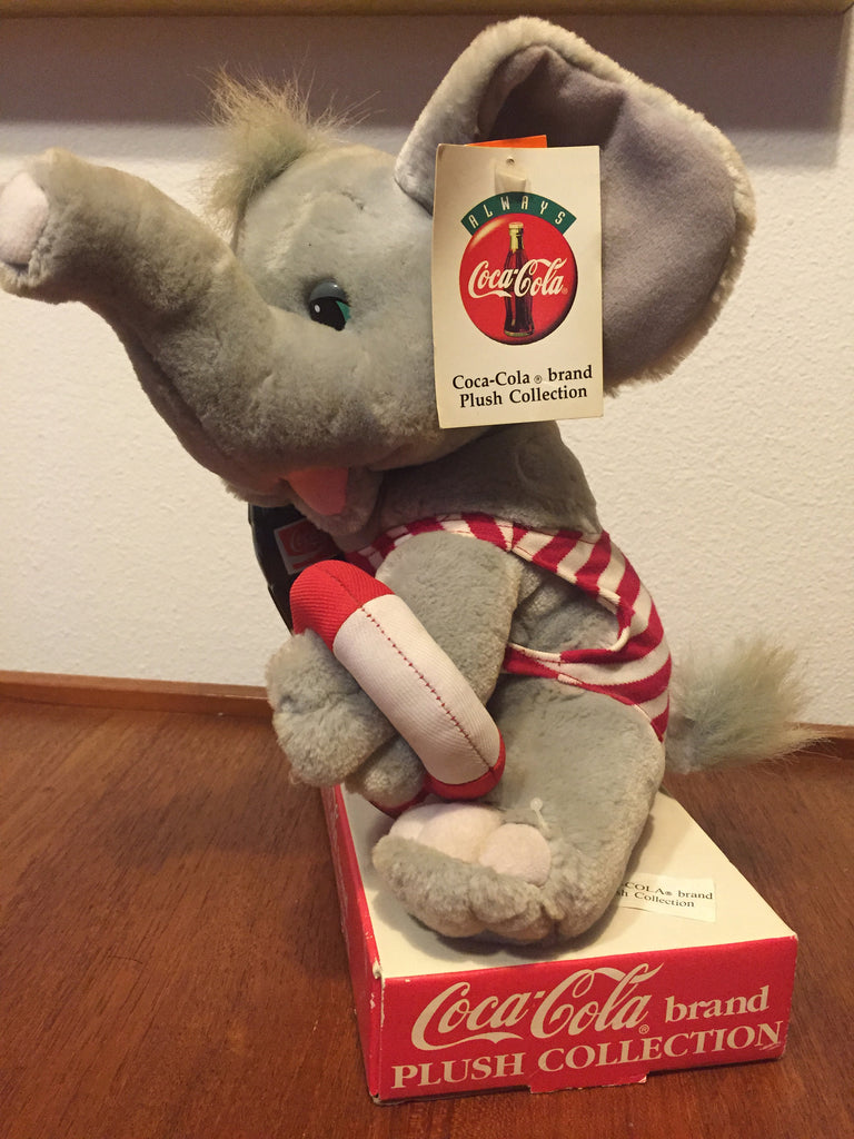 Vintage 1970 s Stuffed Animal Elephant with Coca Cola