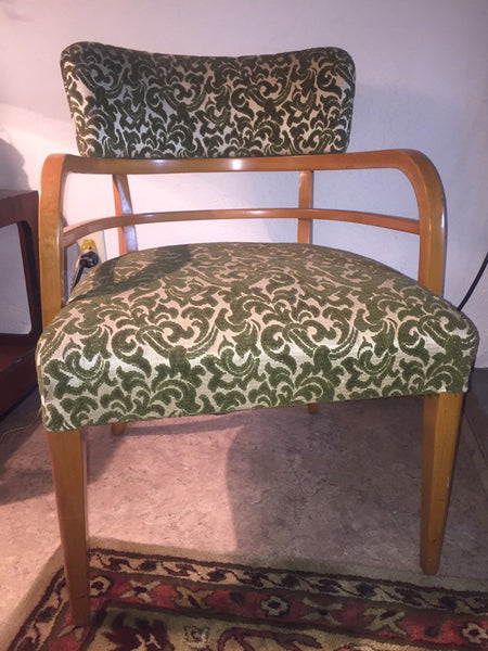 Mid Century Modern Heywood Wakefield Maple Lounge Chair 1930's in the style of Gilbert Rohde for Heywood Wakefield