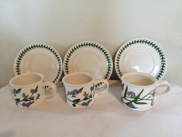 1987 Portmeirion Botanic Garden Drum Flat Cup and Saucer Set -choose pattern