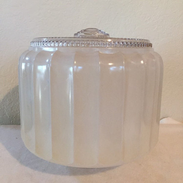 Large Frosted Glass Art Deco 8-1/2” Diameter Ceiling Fixture Glass Shade 4” Fitter - Retro Art Deco - Replacement Milk Glass shade