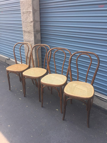 Set of 4 Vintage Cane Josef Hoffman/Thonet Style Bentwood Chairs