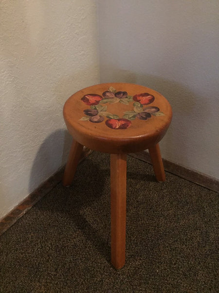 Vintage Primative Three Legged Wooden Stool/ plant stand/ Rustic Farm House Stool Barn Stool Western
