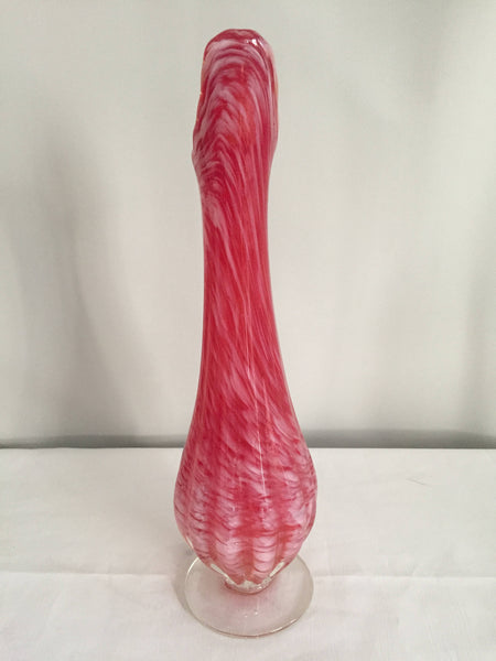 Mid Century Modern Red Swung Footed Vase