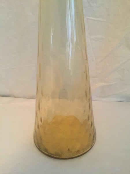 Vintage Amber Mid Century Modern Tall Glass Decanter Vase