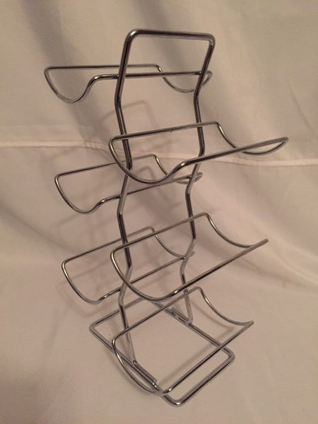 Vintage 1970's Chrome Wire Wine Rack- holds 6 bottles