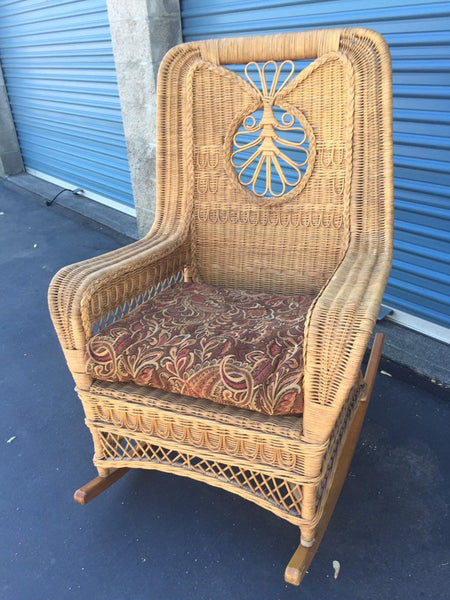 Vintage Polo Ralph Lauren Tall Wicker Rocker Rattan