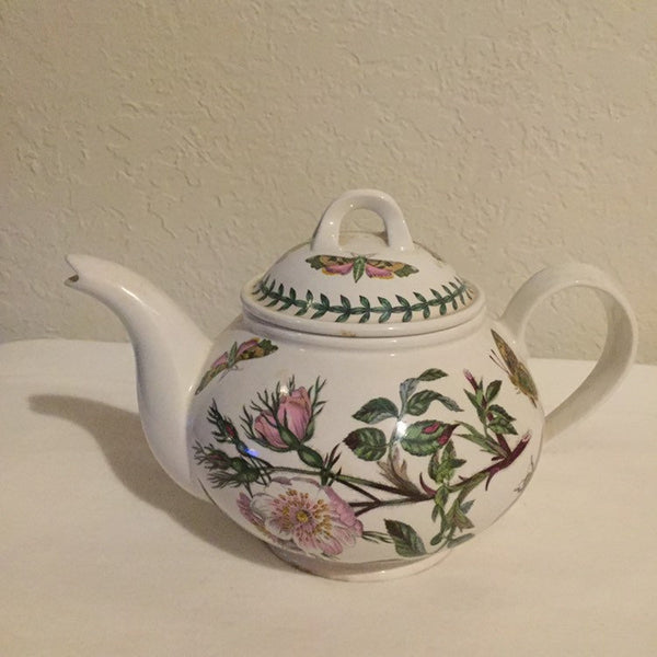 Portmeirion The Botanic Garden Tea Pot with Lid- Dog Rose flower