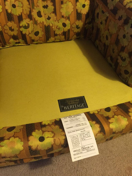Vintage Floral Lounge Chair by Heritage Furniture Co.