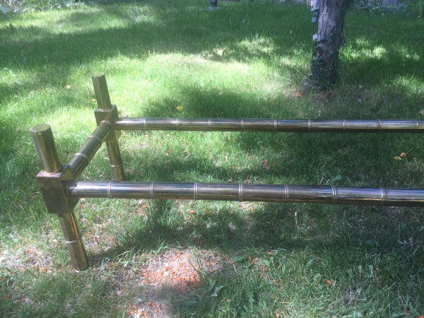 Brass Faux Bamboo Chinese Chippendale Coffee Table with 1/2" Thick Glass Table top