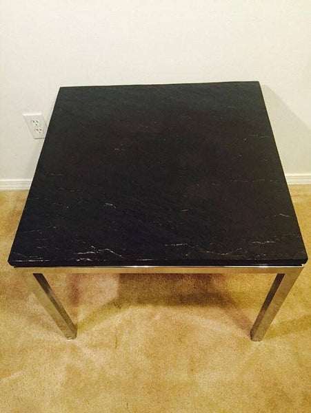 Mid-Century Modern Chrome Coffee Table with a Slate Top by Florence Knoll, 1960s