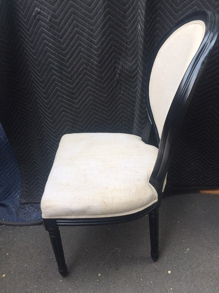 Set of 6- Louis XVI French style Reproduction Dining Chairs- need reupholstery or cleaning.