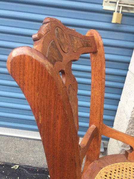 Set of 8 Antique Victorian Hip Rest Cane Seat Maple Chairs