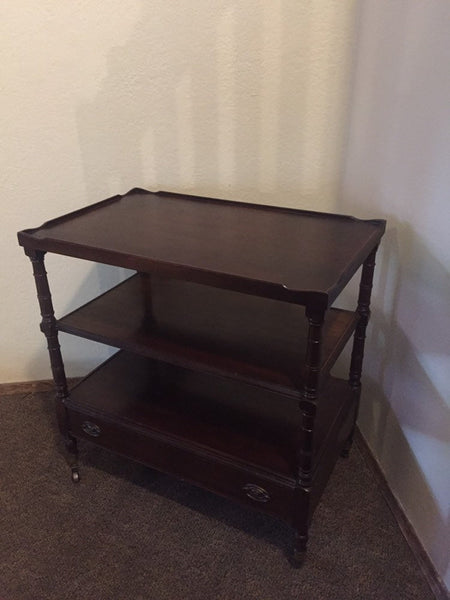 Early 20th Century Antique English Mahogany Two Tier Tea / Dessert Trolley, Bar Cart, Rolling Serving Table