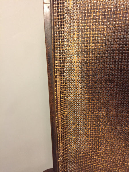 Mid Century Hollywood Regency Oak and Cane Upholstered Dining Chairs (6) style of Milo Baughman for Dillingham