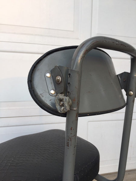 Vintage Mid Century Cosco Black Perforated Leather Industrial Office Chair - tanker chair