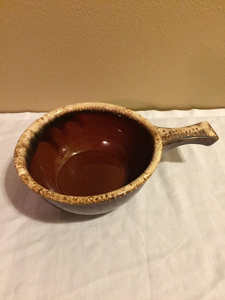 Hull Pottery Brown Drip USA Large Handled Soup Bowl