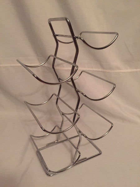 Vintage 1970's Chrome Wire Wine Rack- holds 6 bottles