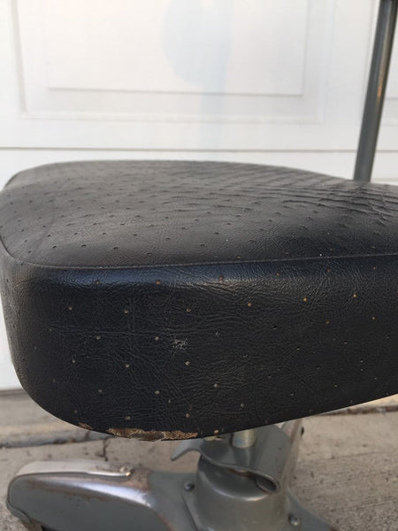 Vintage Mid Century Cosco Black Perforated Leather Industrial Office Chair - tanker chair