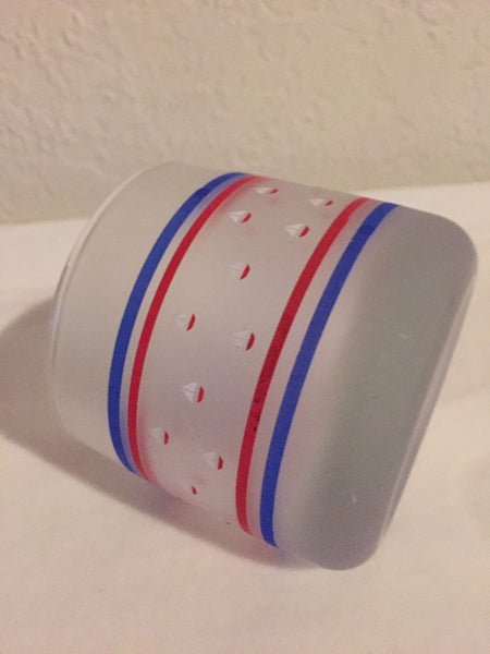 Set of 4 Mid Century Modern Bar glasses Nautical Sailboats Frosted heavy weight