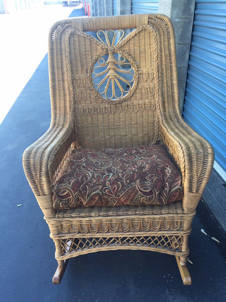 Vintage Polo Ralph Lauren Tall Wicker Rocker Rattan