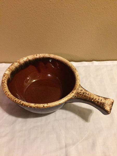 Hull Pottery Brown Drip USA Large Handled Soup Bowl