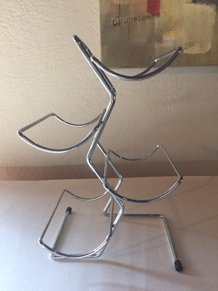 Vintage 1970's Chrome Wire Wine Rack- holds 6 bottles