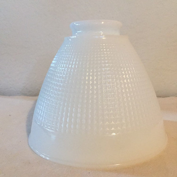 Antique MILK GLASS Diffuser Torchiere Lamp SHADE 6” Dia /2-1/4” fitter Retro Art Deco Waffle Weave Design - Replacement Milk Glass Lampshade