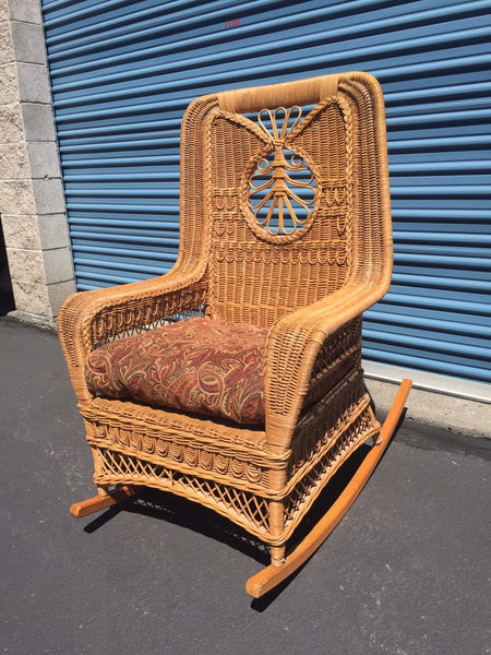 Vintage Polo Ralph Lauren Tall Wicker Rocker Rattan