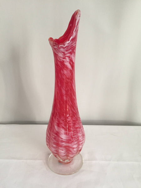 Mid Century Modern Red Swung Footed Vase