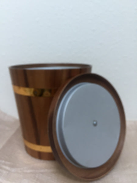 Mid Century Modern 1970's Teak Ice Bucket with brass handle