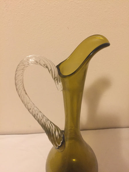 Vintage Amber Guildcraft Italy Mid Century Modern Tall Glass Decanter Vase