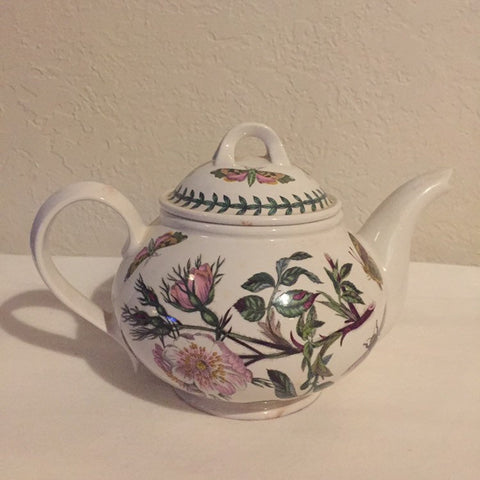 Portmeirion The Botanic Garden Tea Pot with Lid- Dog Rose flower