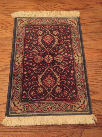 Vintage Mid Century Modern Small Belgian Carpet/ Prayer rug 26" L x 16"W 100% Wool
