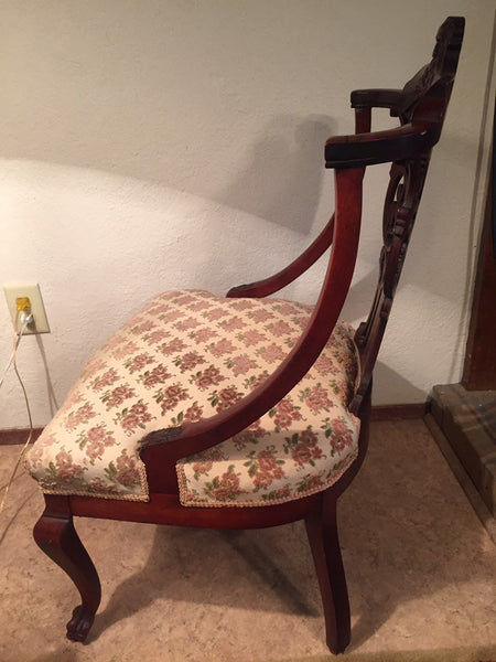 Antique Carved Lion’s Head Parlor Chair