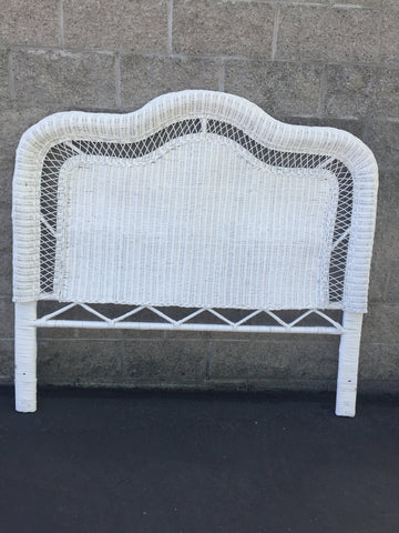Vintage Mid Century Wicker Rattan Headboard, Full Size, shabby chic, coastal, farmhouse decor