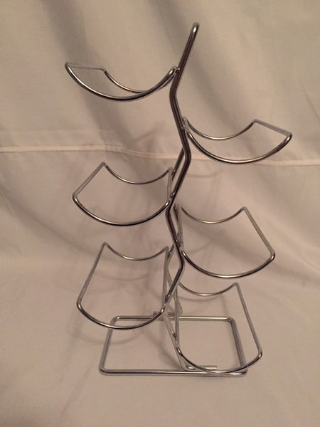 Vintage 1970's Chrome Wire Wine Rack- holds 6 bottles