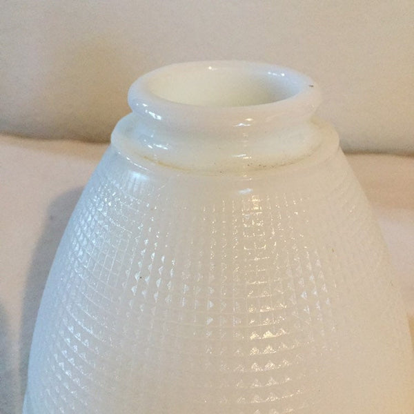 Antique MILK GLASS Diffuser Torchiere Lamp SHADE 6” Dia /2-1/4” fitter Retro Art Deco Waffle Weave Design - Replacement Milk Glass Lampshade