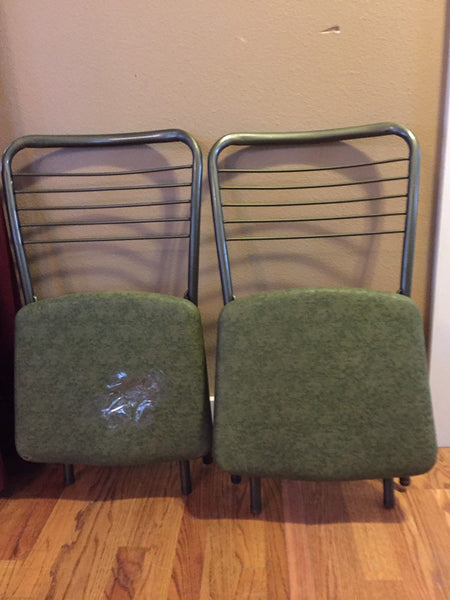 Pair of Vintage Green Cosco "Fashionfold" gateleg folding chairs