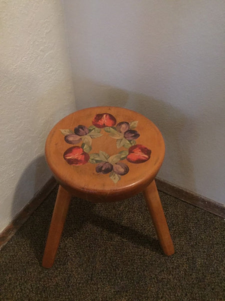 Vintage Primative Three Legged Wooden Stool/ plant stand/ Rustic Farm House Stool Barn Stool Western